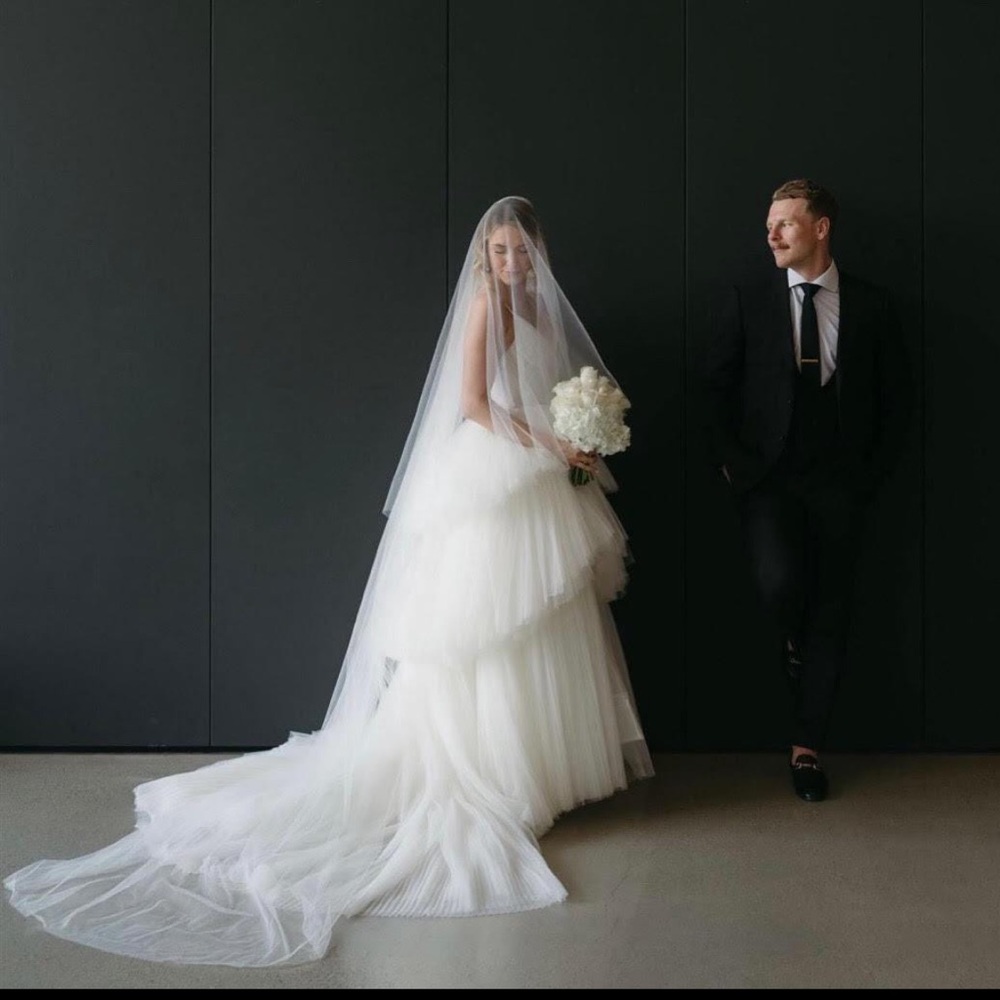 Ivory cathedral veil with blusher